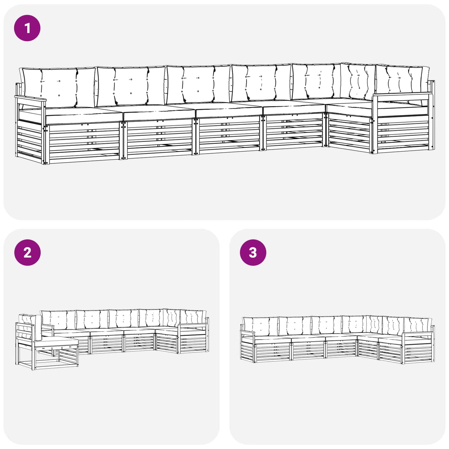 Set di divani da esterno 6 pcs Grigio Naturale e Chiaro | homemem39