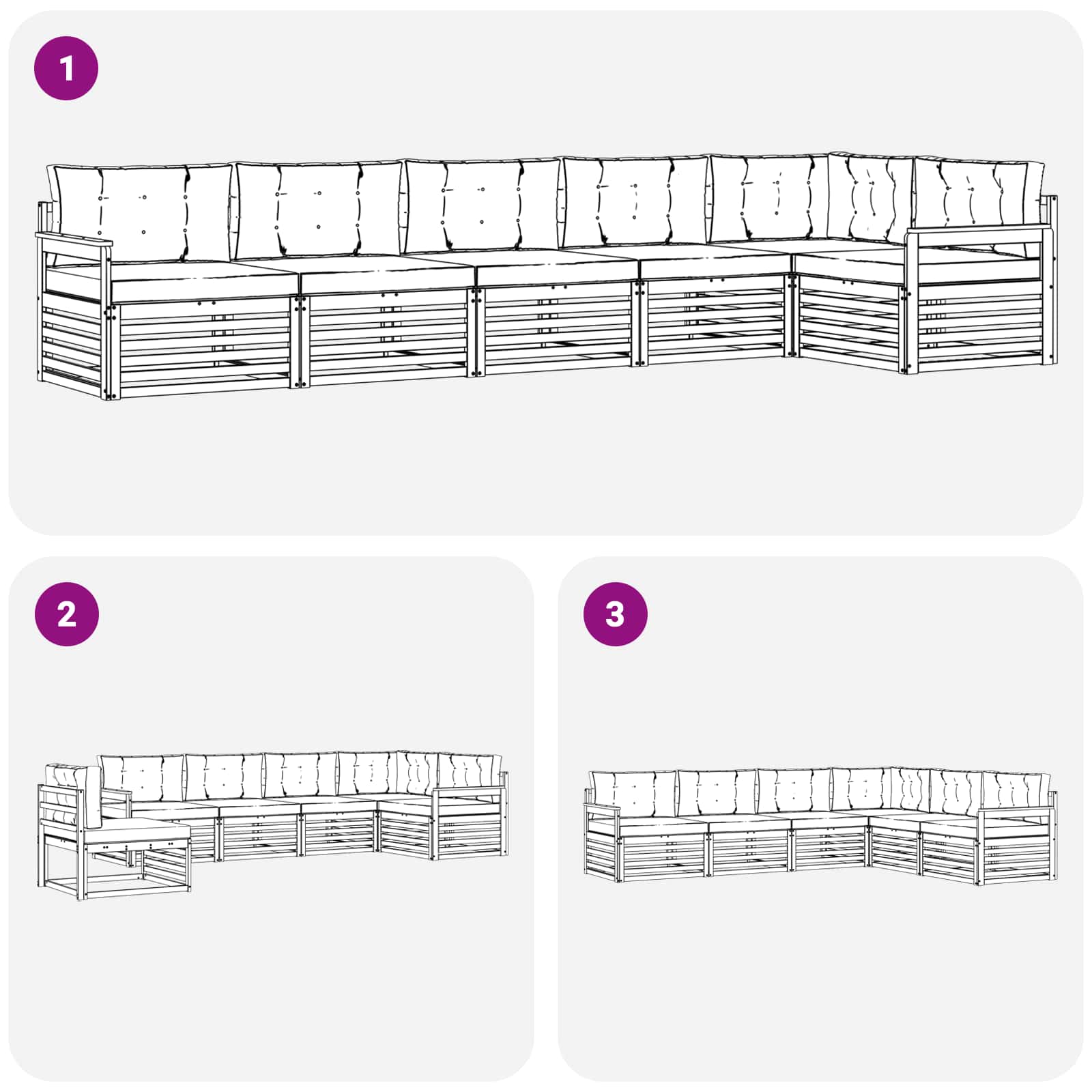 Set di divani da esterno 6 pcs Grigio Naturale e Chiaro | homemem39