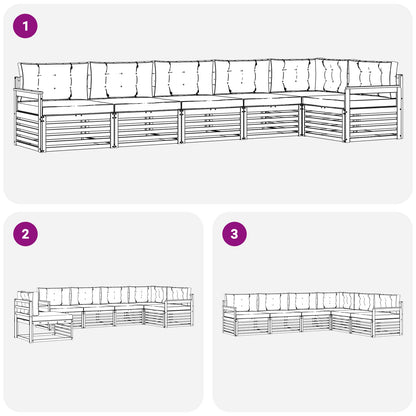 Set di divani da esterno 6 pcs Grigio Naturale e Chiaro | homemem39
