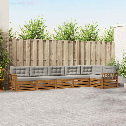 Set di divani da esterno 6 pcs Grigio Naturale e Chiaro