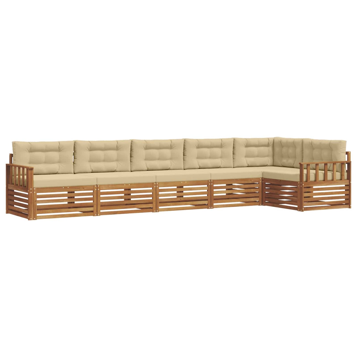 Set di divani da esterno con cuscino 6 pcs Naturale e Beige | homemem39