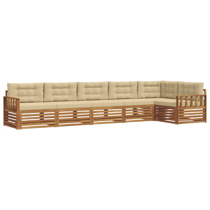 Set di divani da esterno con cuscino 6 pcs Naturale e Beige | homemem39