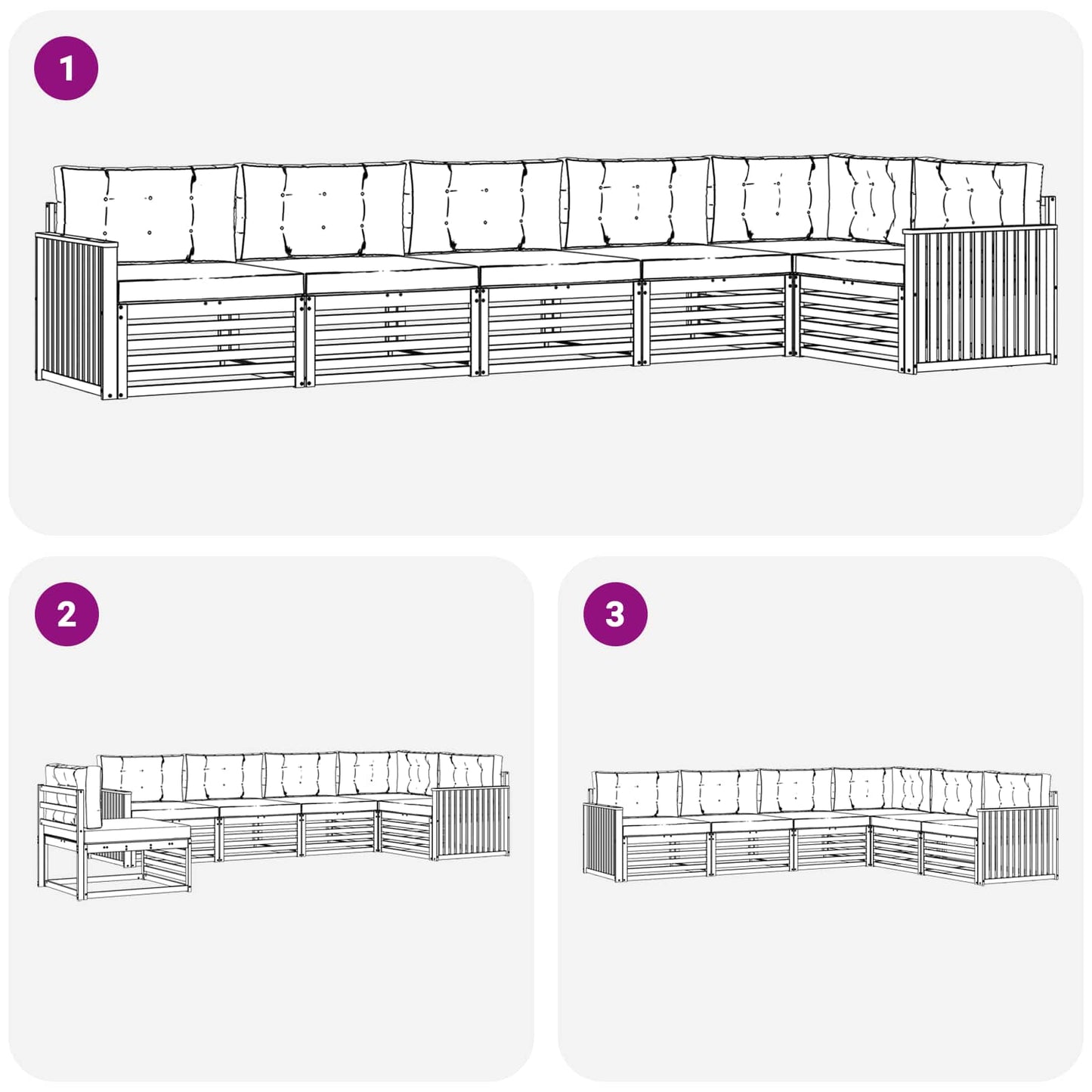 Set di divani da esterno con cuscino 6 pcs Naturale e Crema | homemem39