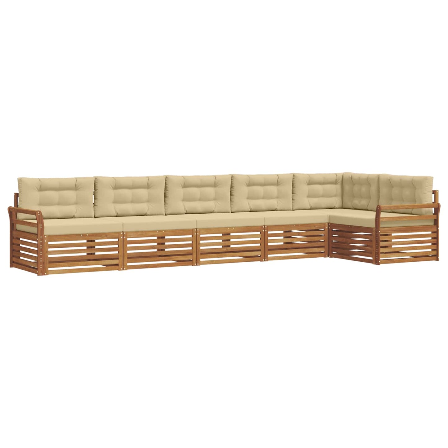 Set di divani da esterno con cuscino 6 pcs Naturale e Beige | homemem39