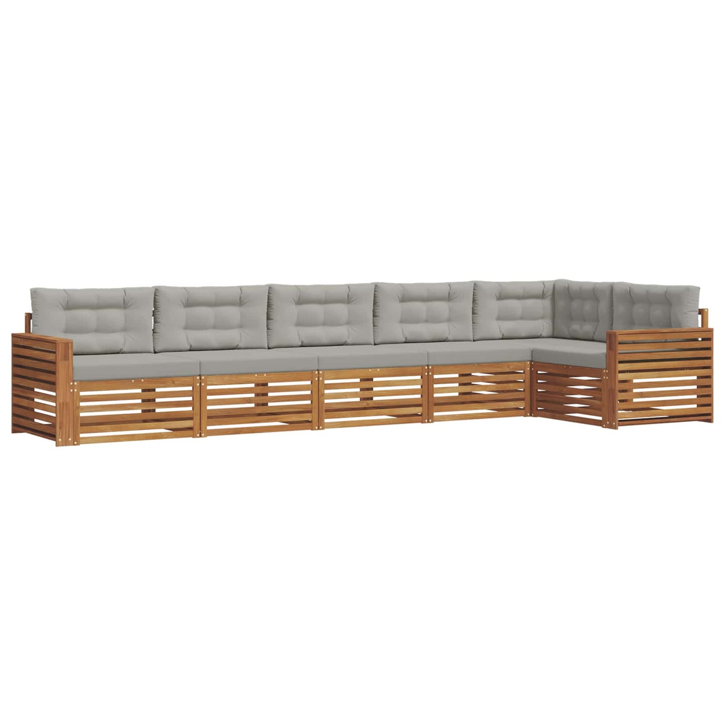 Set di divani da esterno 6 pcs Grigio Naturale e Chiaro