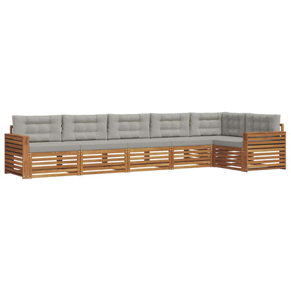 Set di divani da esterno 6 pcs Grigio Naturale e Chiaro