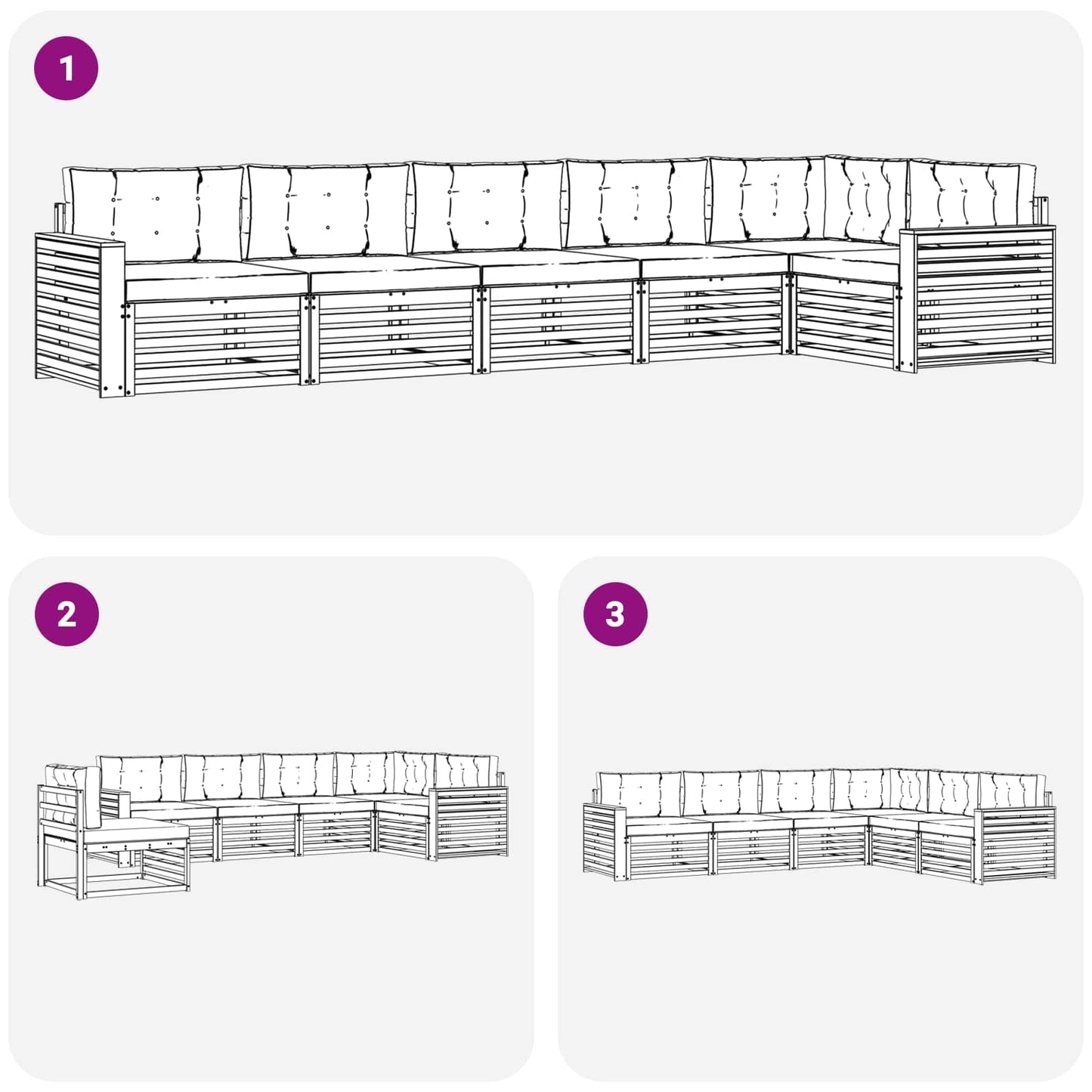 Set di divani da esterno con cuscino 6 pcs Naturale e Antracite | homemem39
