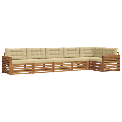 Set di divani da esterno con cuscino 6 pcs Naturale e Beige | homemem39