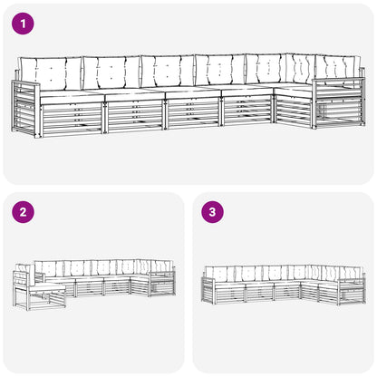 Set di divani da esterno con cuscino 6 pcs Naturale e Antracite | homemem39