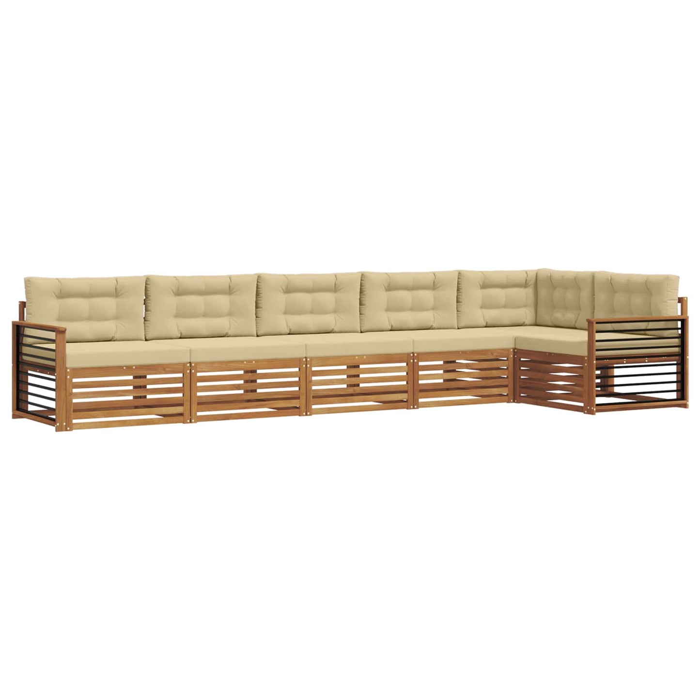 Set di divani da esterno 6 pz Naturale e Beige