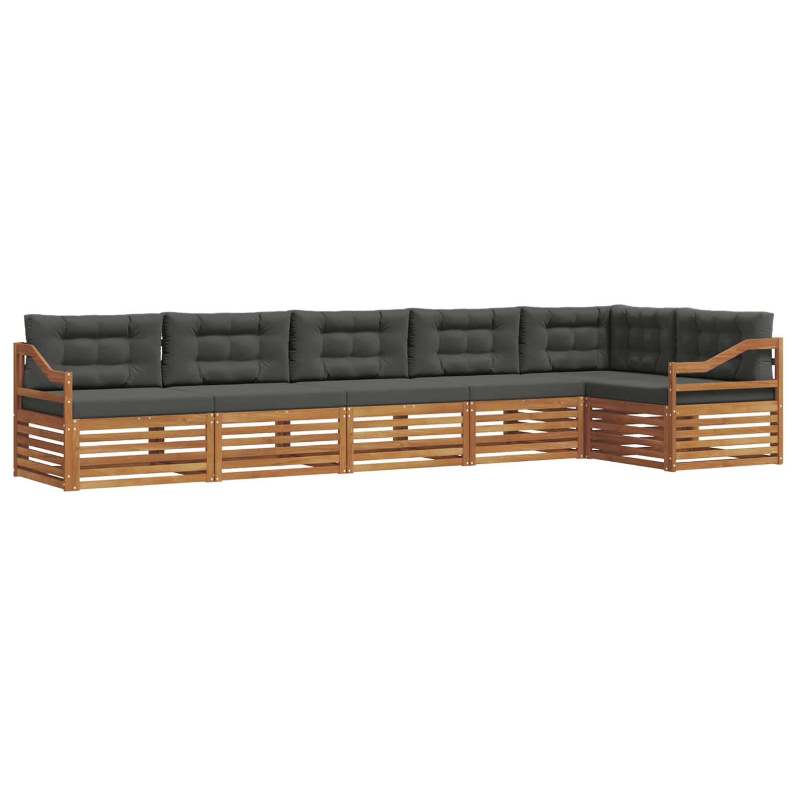 Set di divani da esterno con cuscino 6 pcs Naturale e Antracite | homemem39