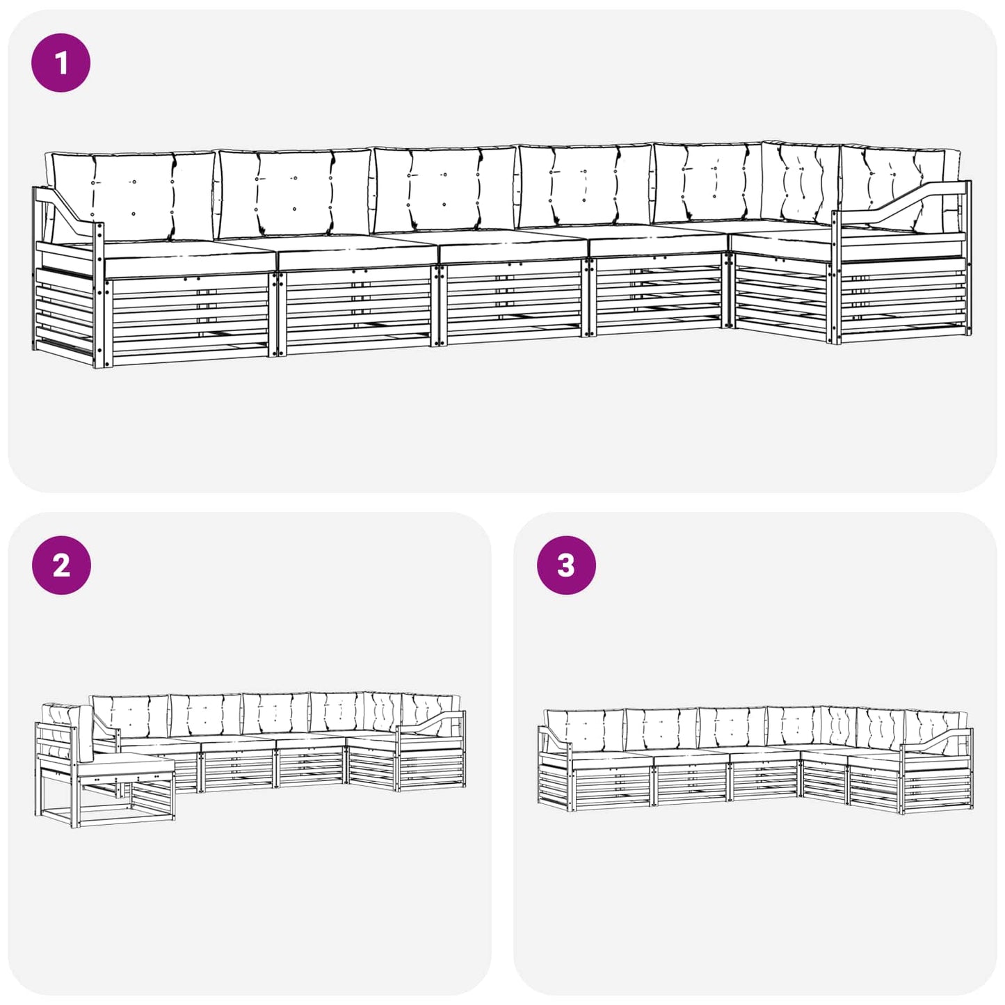 Set di divani da esterno con cuscino 6 pcs Naturale e Beige | homemem39