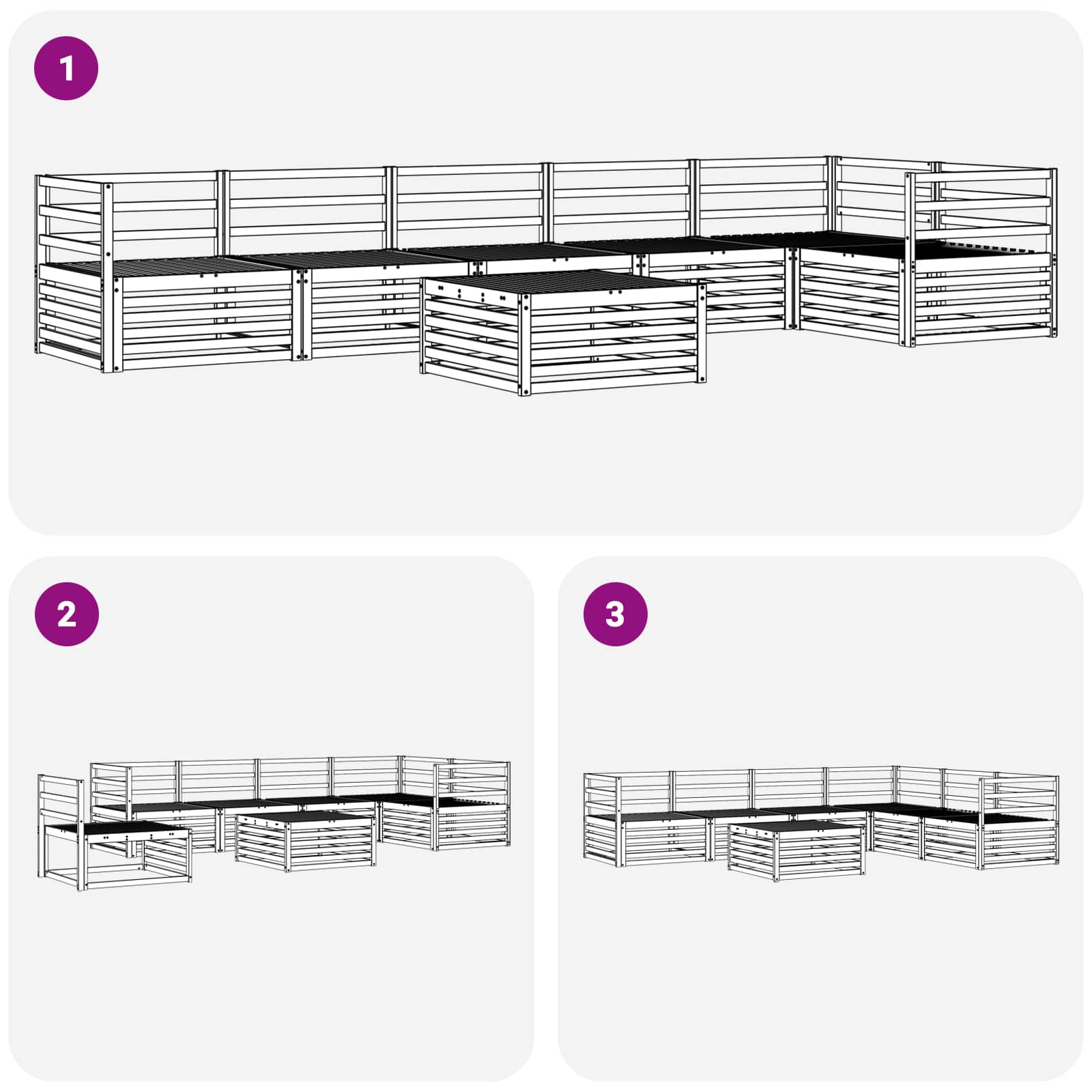 Set di divani da esterno 7 pcs Naturale | homemem39