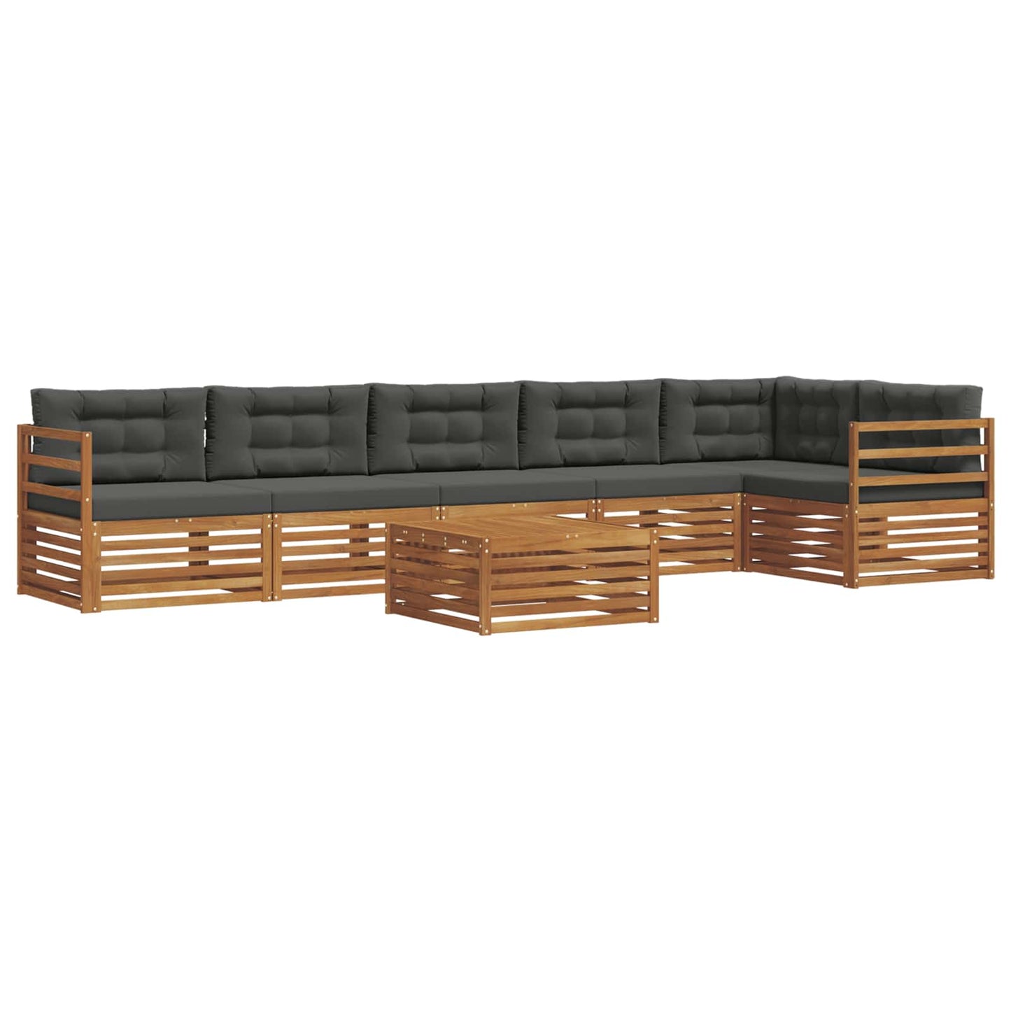 Set di divani da esterno con cuscino 7 pcs Naturale e Antracite | homemem39