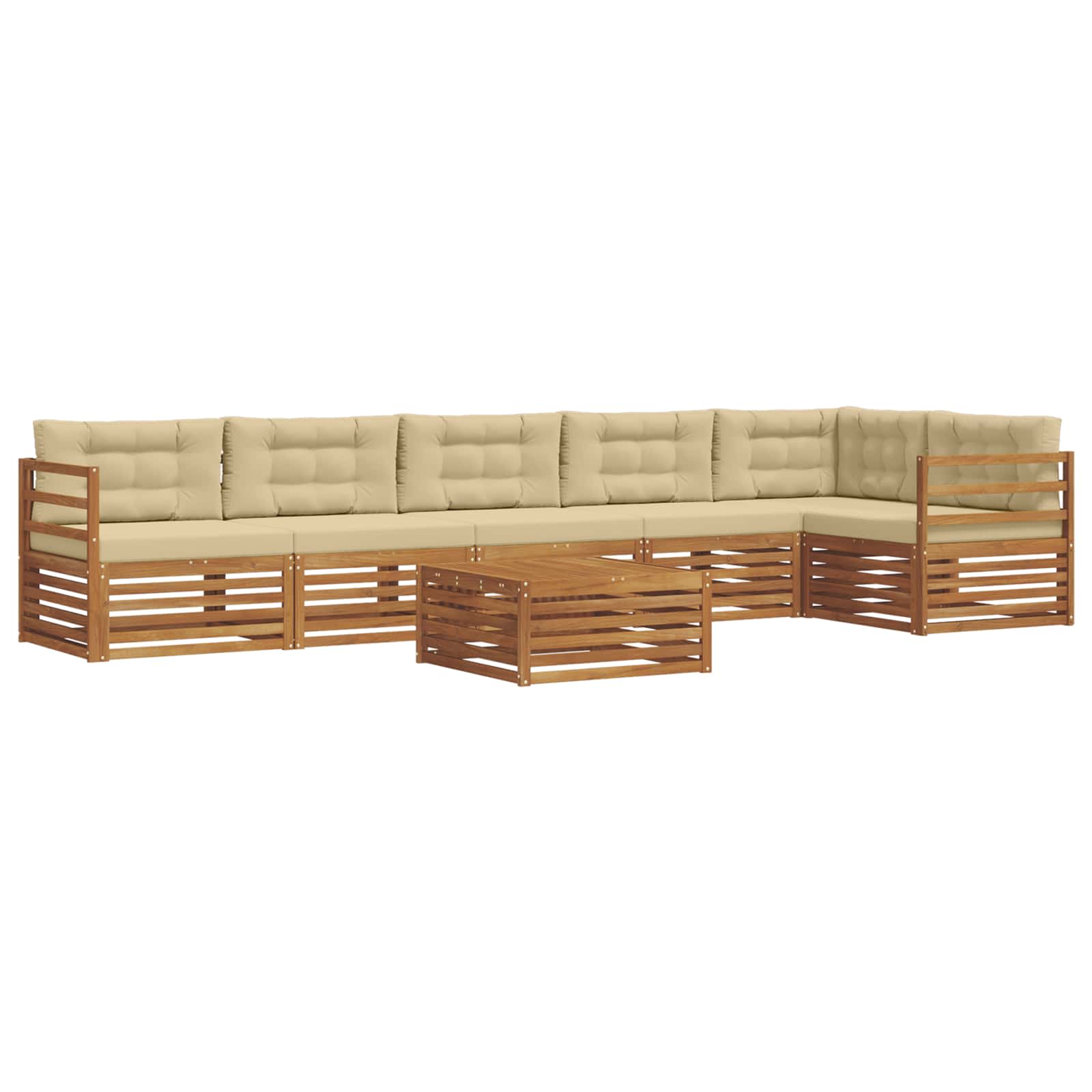 Set di divani da esterno con cuscino 7 pcs Naturale e Beige | homemem39