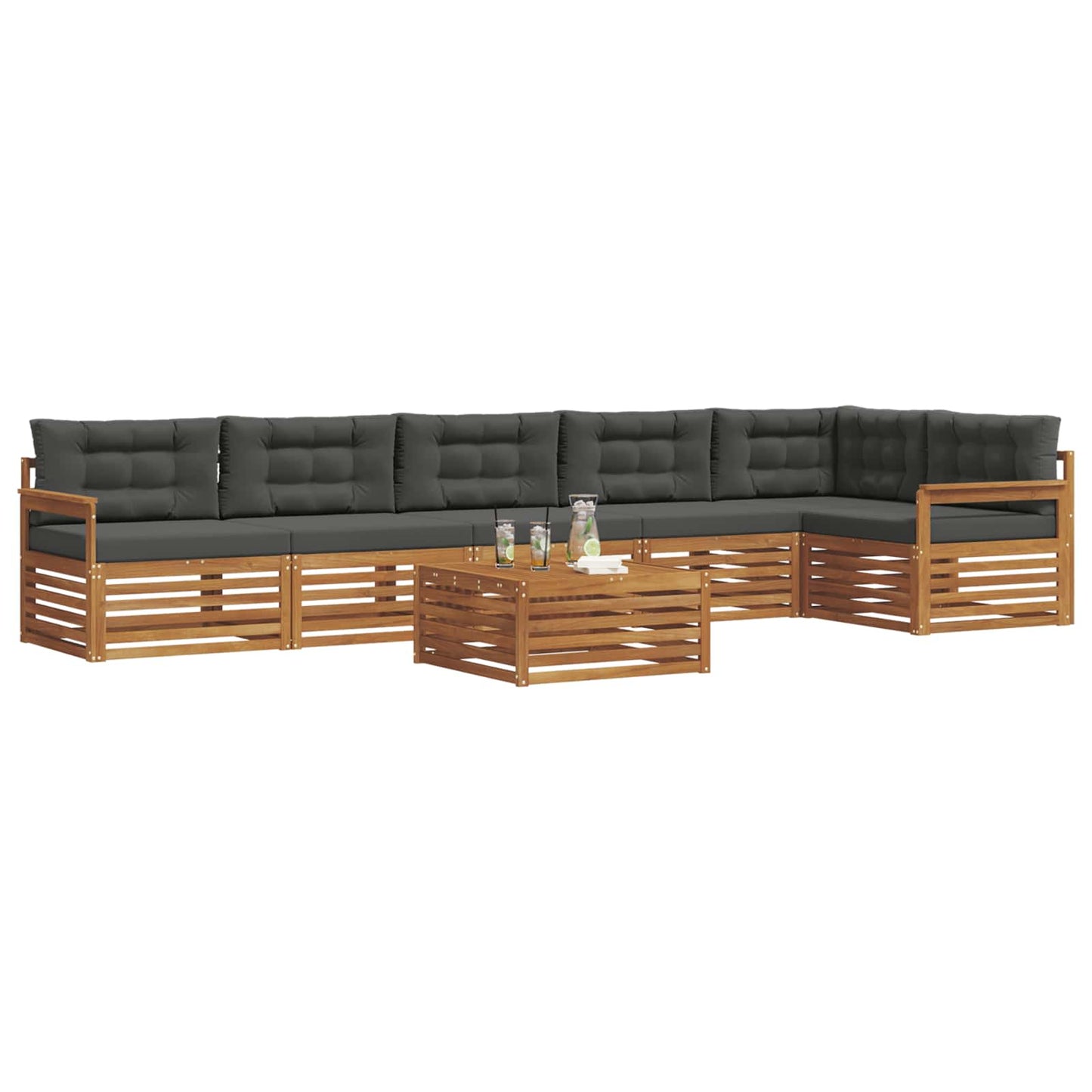 Set di divani da esterno con cuscino 7 pcs Naturale e Antracite | homemem39