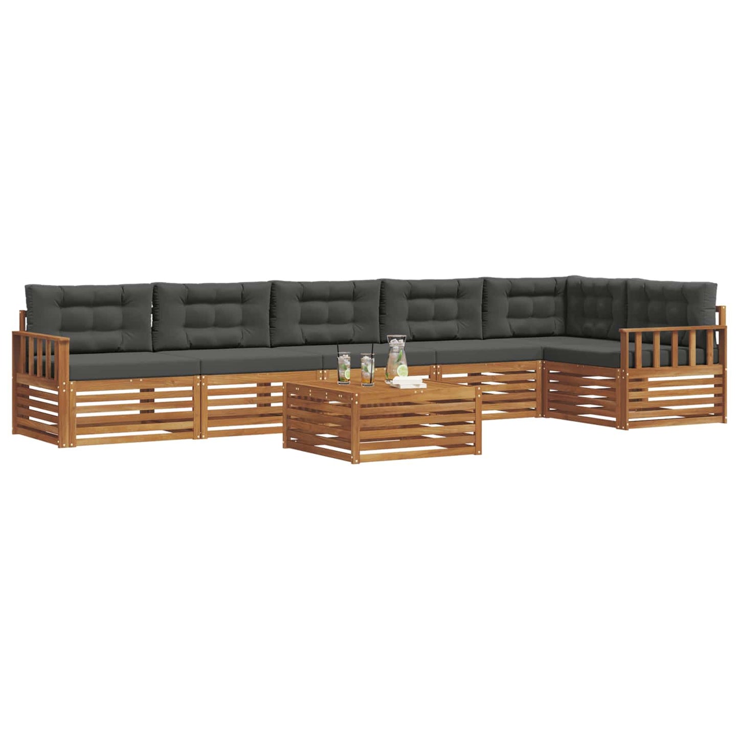 Set di divani da esterno con cuscino 7 pcs Naturale e Antracite | homemem39