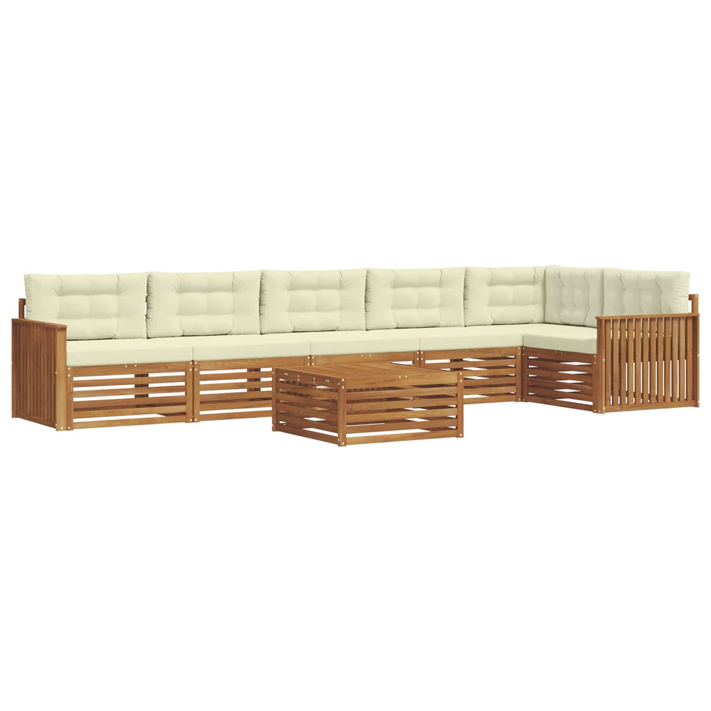 Set di divani da esterno con cuscino 7 pcs Naturale e Crema | homemem39