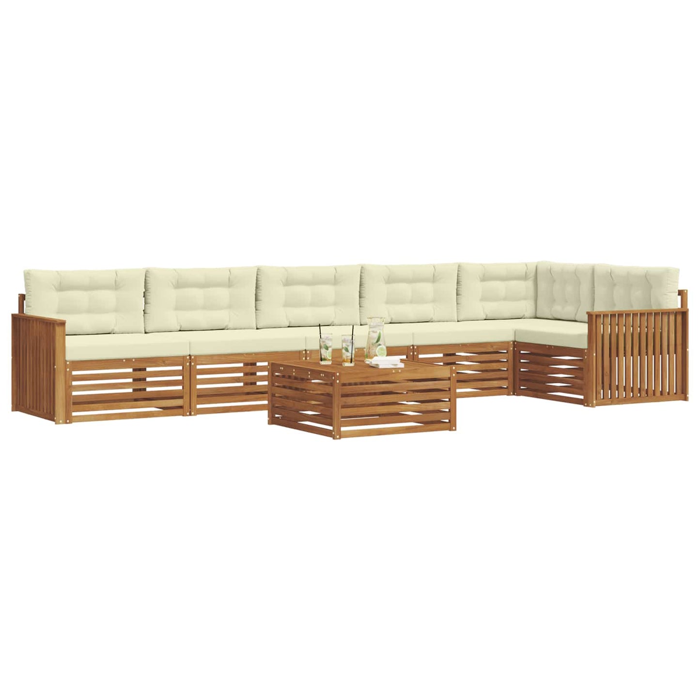 Set di divani da esterno con cuscino 7 pcs Naturale e Crema | homemem39
