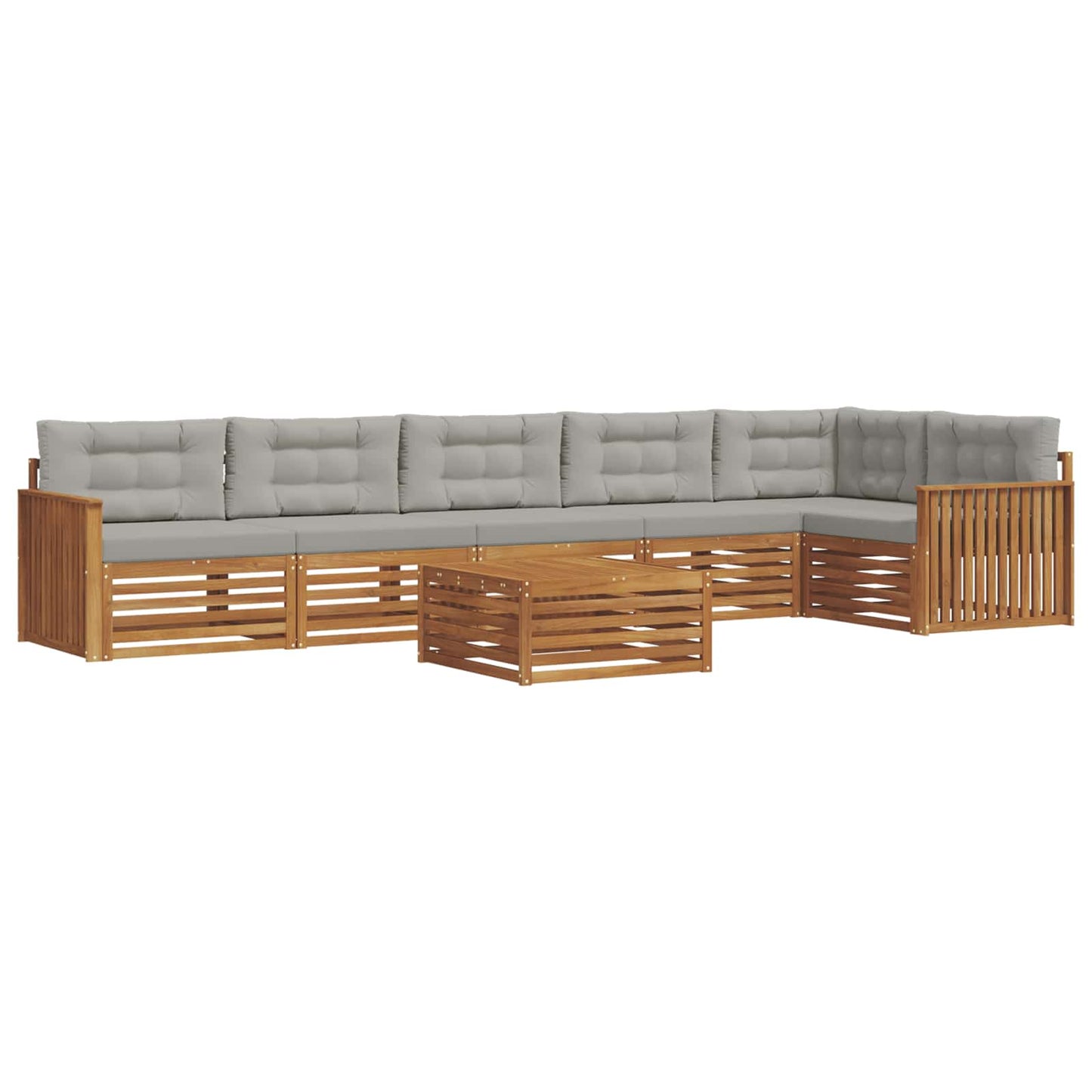 Set di divani da esterno 7 pcs Grigio Naturale e Chiaro | homemem39