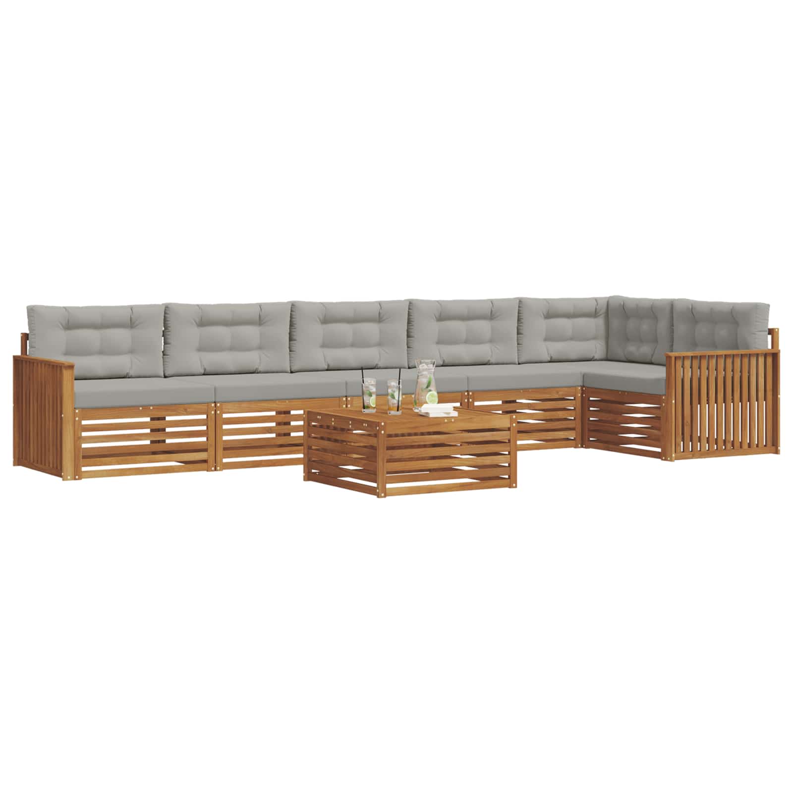 Set di divani da esterno 7 pcs Grigio Naturale e Chiaro | homemem39