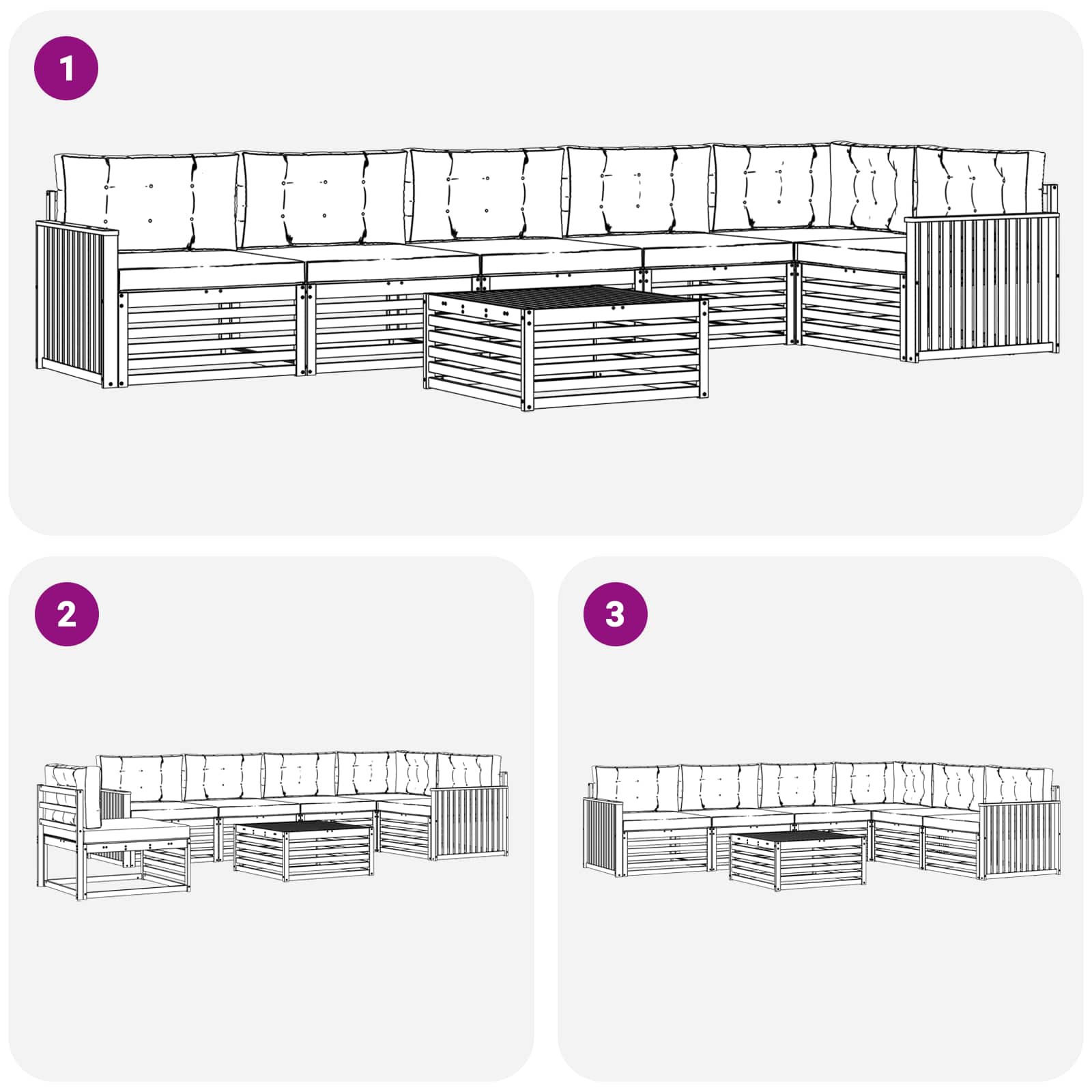 Set di divani da esterno 7 pcs Grigio Naturale e Chiaro | homemem39