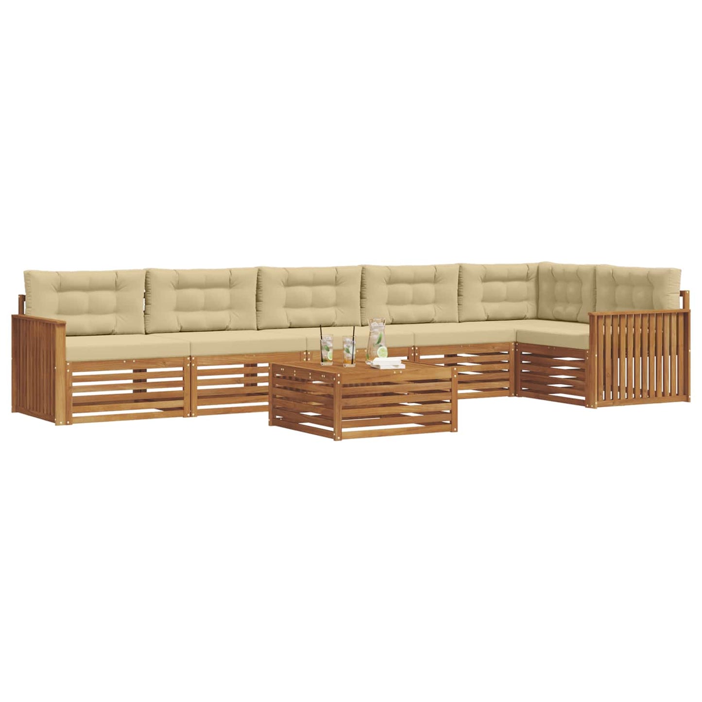 Set di divani da esterno con cuscino 7 pcs Naturale e Beige