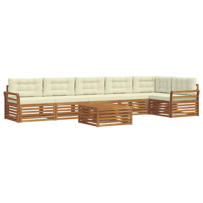Set di divani da esterno con cuscino 7 pcs Naturale e Crema | homemem39