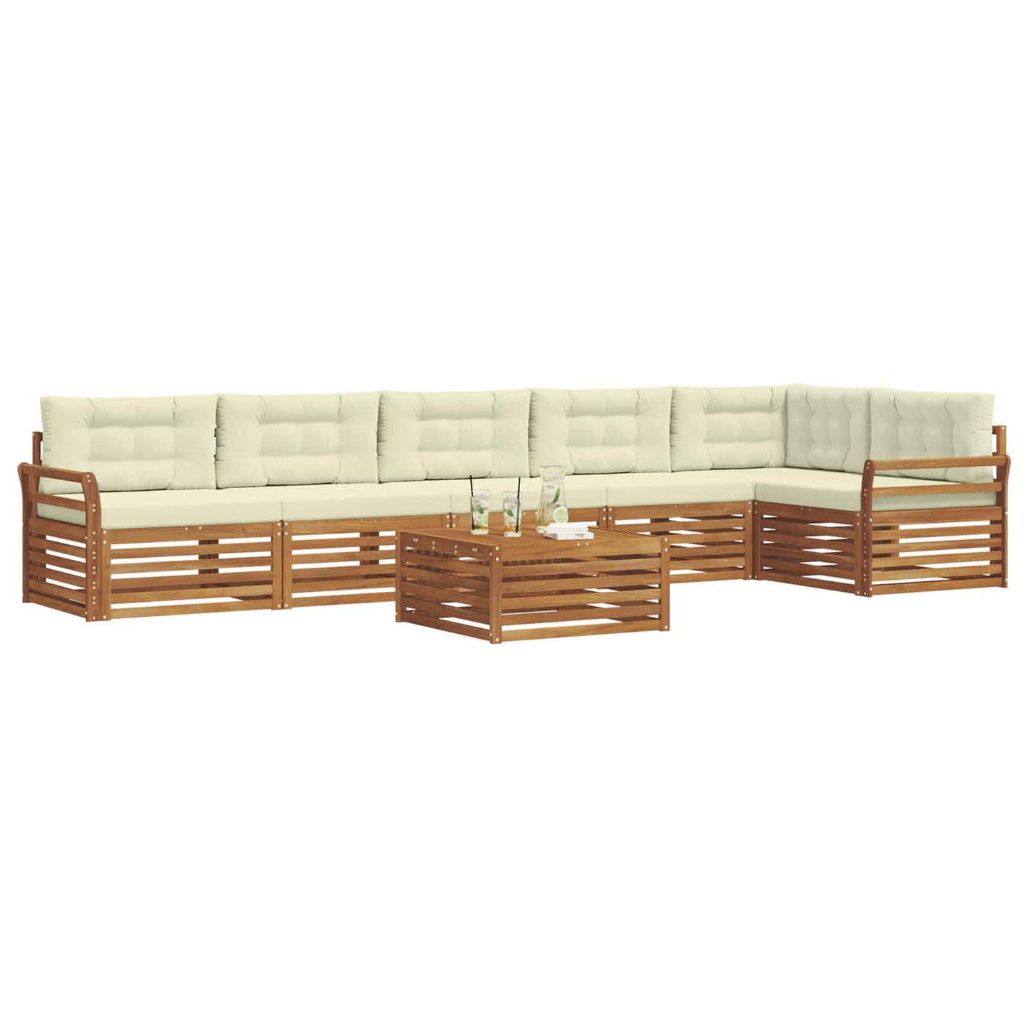 Set di divani da esterno con cuscino 7 pcs Naturale e Crema | homemem39