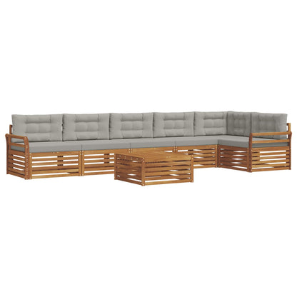Set di divani da esterno 7 pcs Grigio Naturale e Chiaro | homemem39