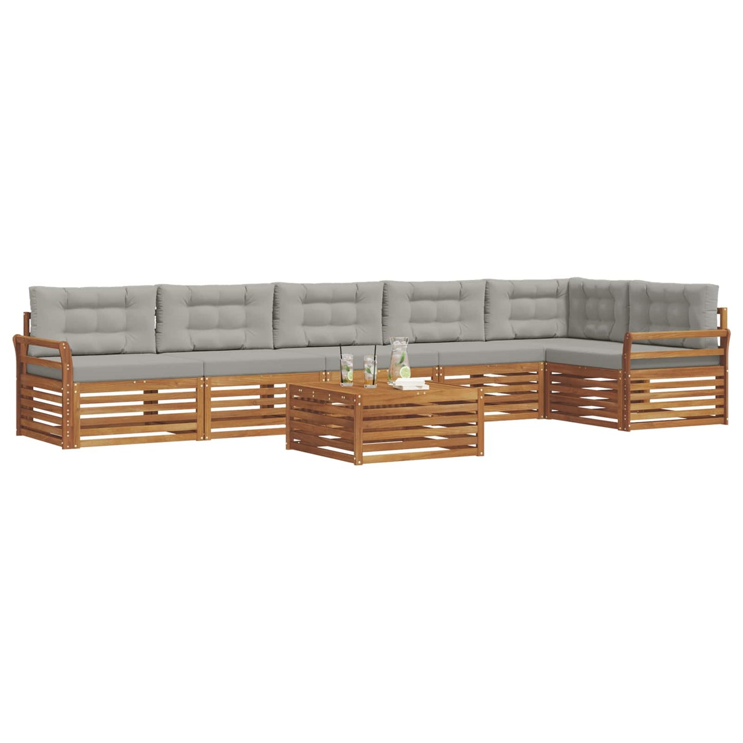 Set di divani da esterno 7 pcs Grigio Naturale e Chiaro | homemem39