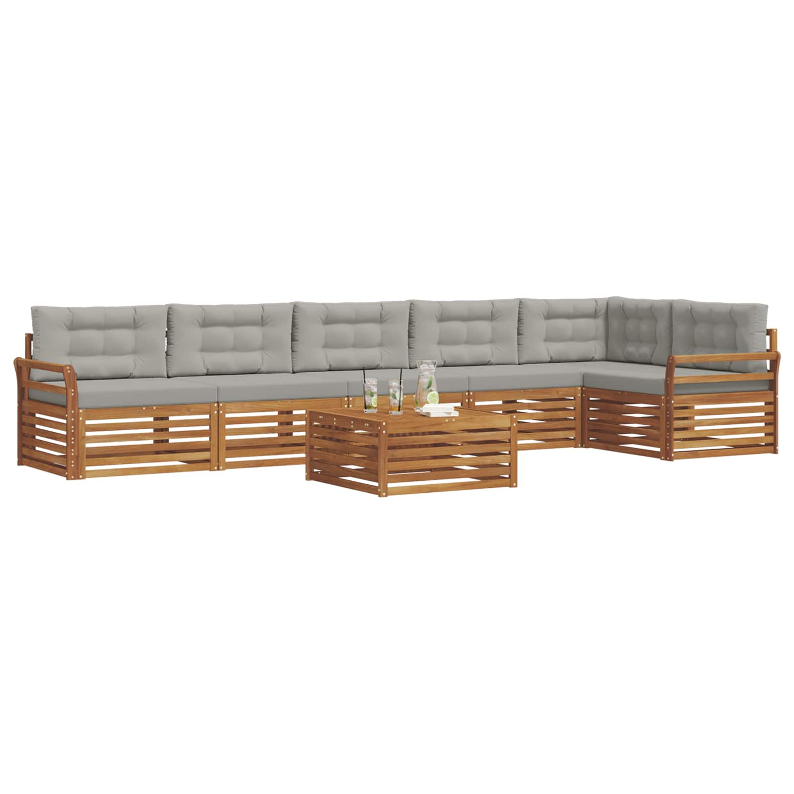 Set di divani da esterno 7 pcs Grigio Naturale e Chiaro | homemem39