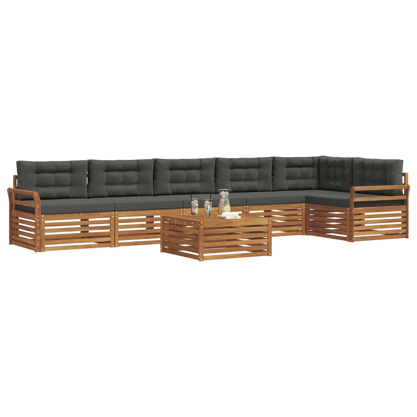 Set di divani da esterno con cuscino 7 pcs Naturale e Antracite | homemem39