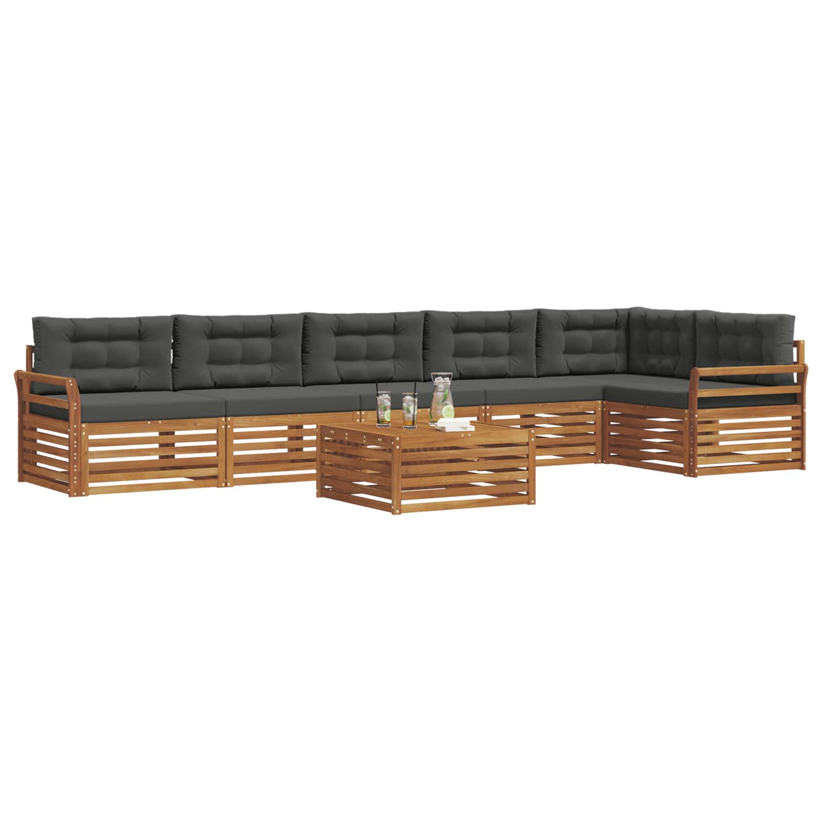 Set di divani da esterno con cuscino 7 pcs Naturale e Antracite | homemem39