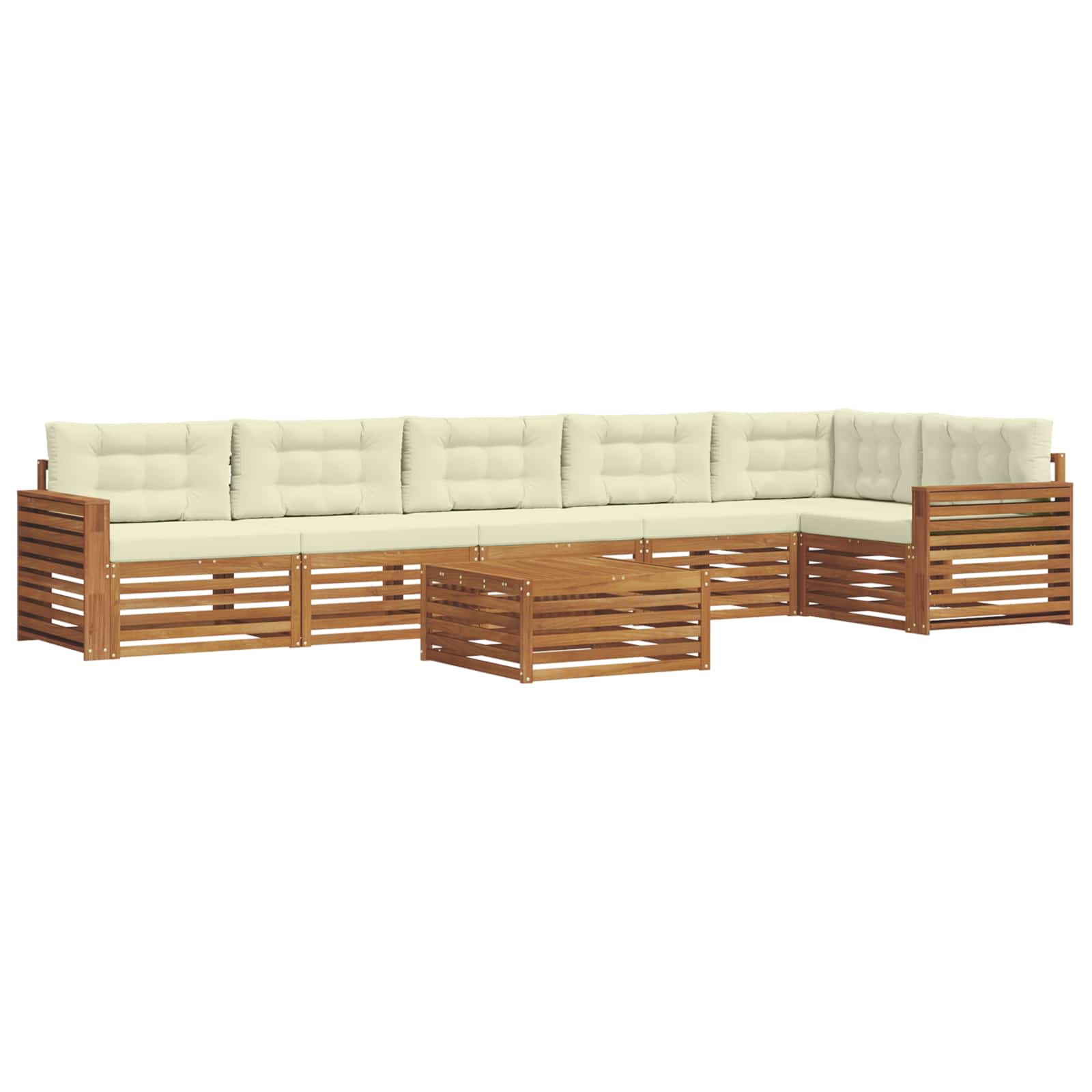 Set di divani da esterno con cuscino 7 pcs Naturale e Crema | homemem39