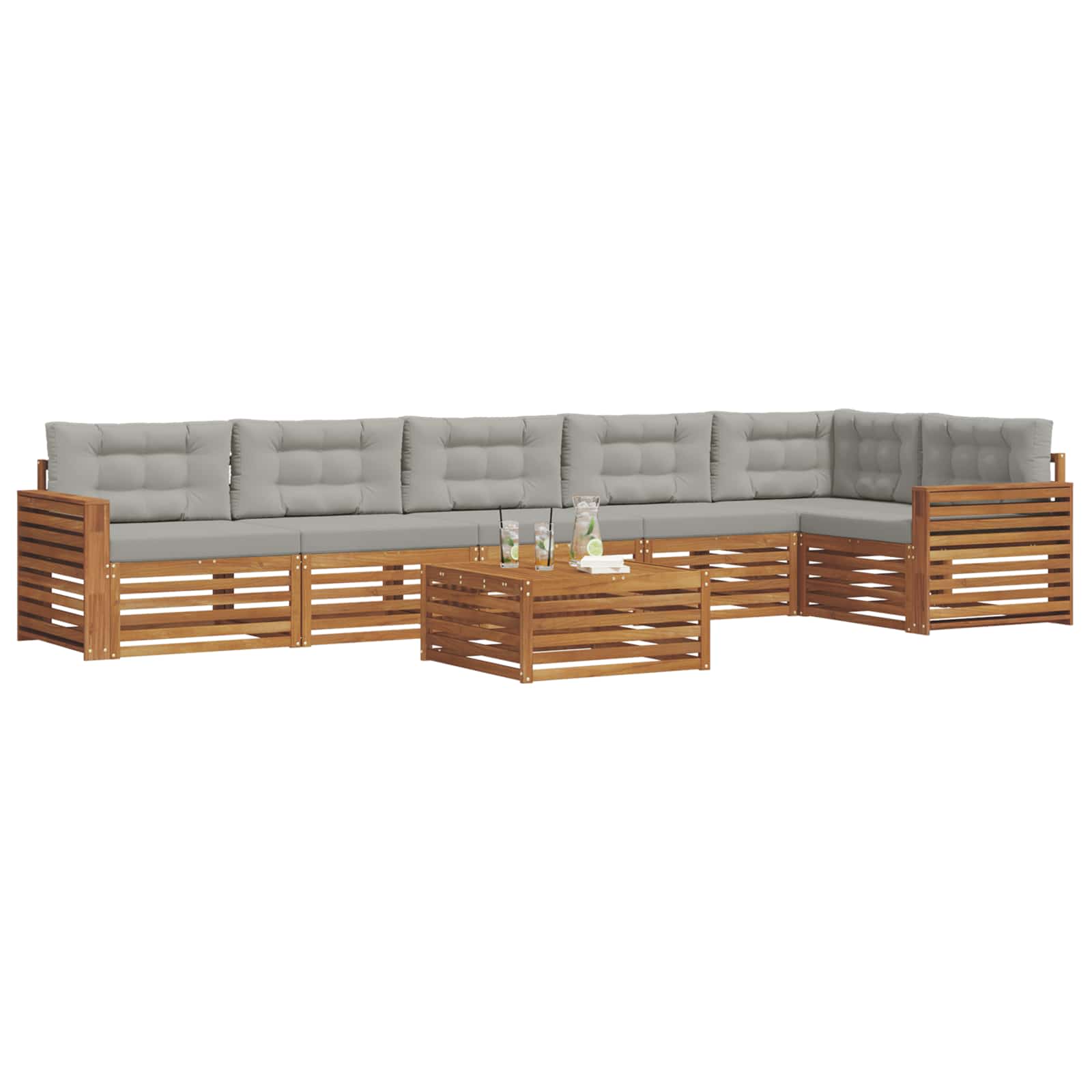 Set di divani da esterno 7 pcs Grigio Naturale e Chiaro | homemem39