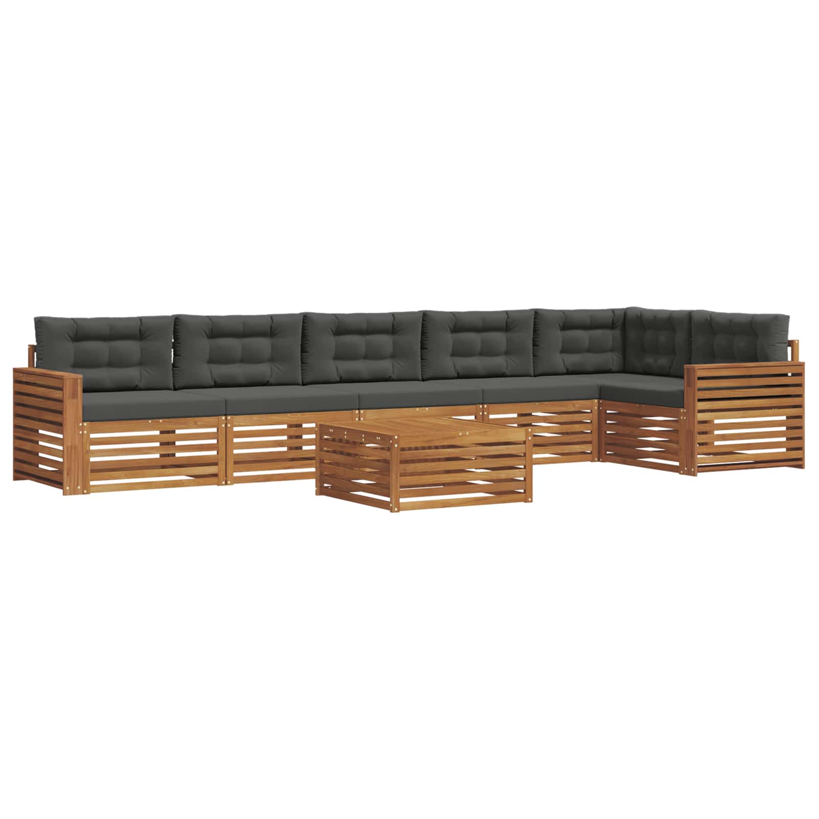 Set di divani da esterno con cuscino 7 pcs Naturale e Antracite | homemem39