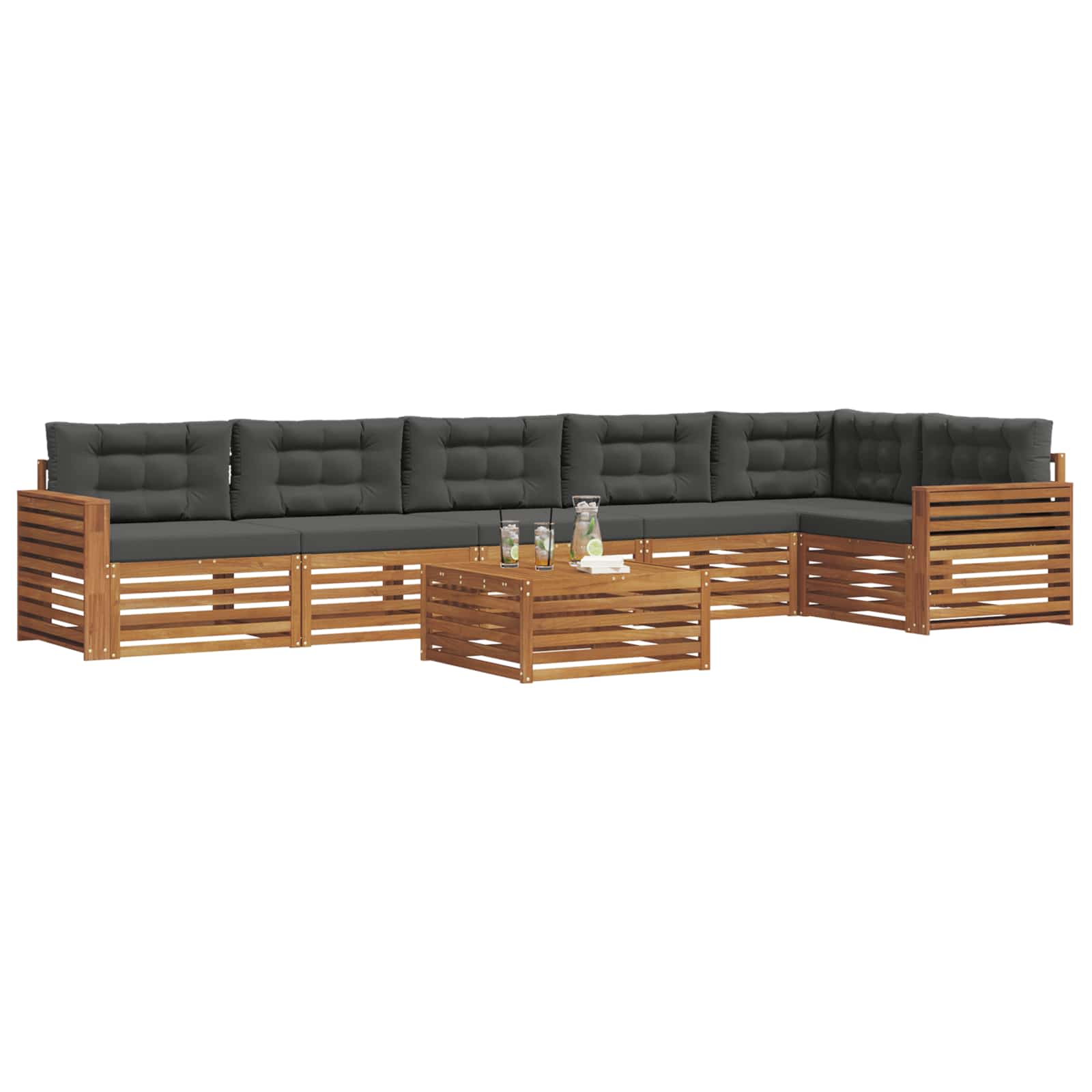 Set di divani da esterno con cuscino 7 pcs Naturale e Antracite | homemem39
