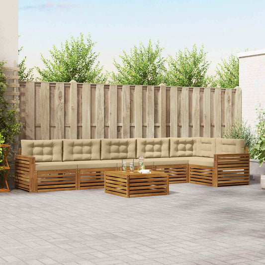 Set di divani da esterno con cuscino 7 pcs Naturale e Beige | homemem39