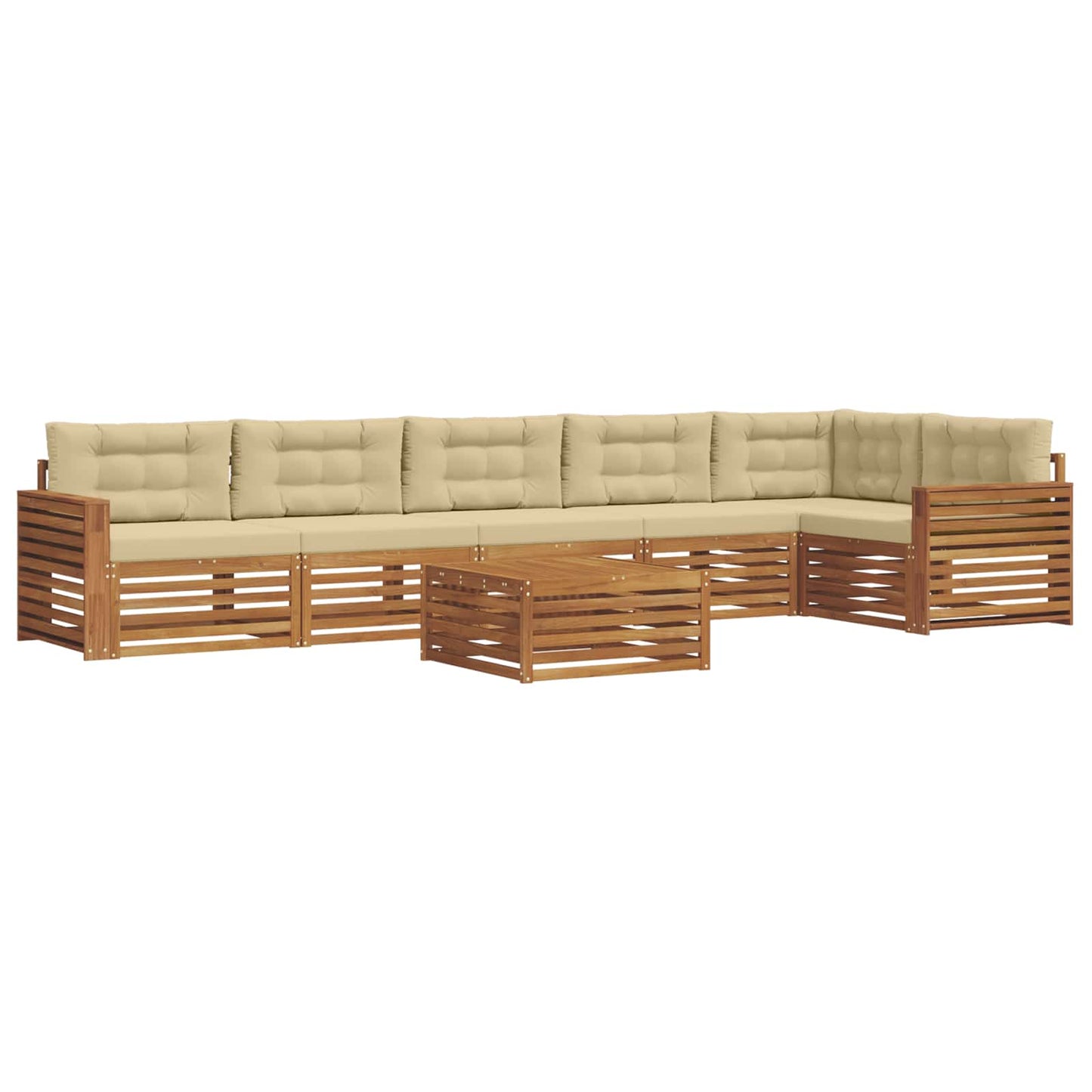 Set di divani da esterno con cuscino 7 pcs Naturale e Beige | homemem39