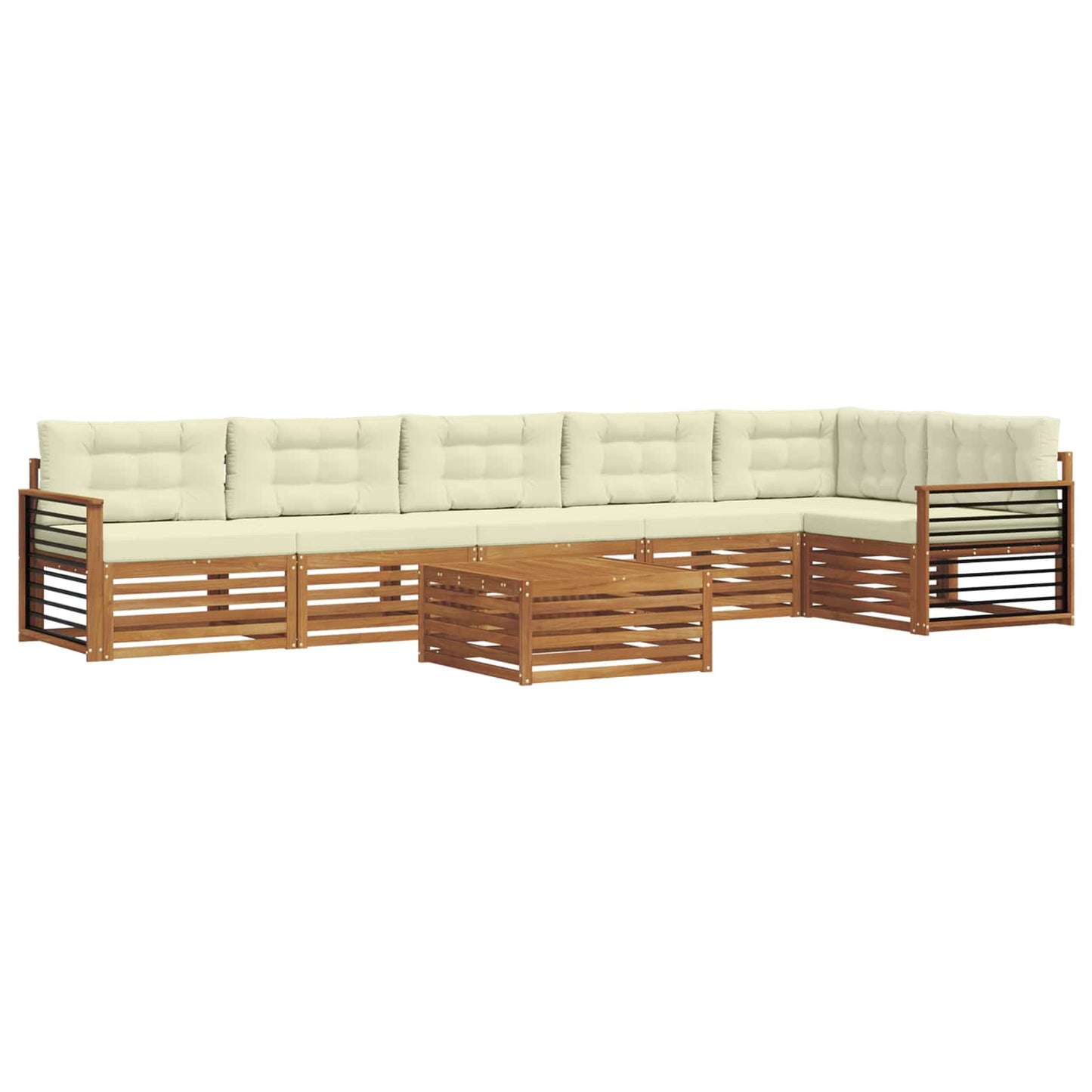 Set di divani da esterno con cuscino 7 pcs Naturale e Crema | homemem39