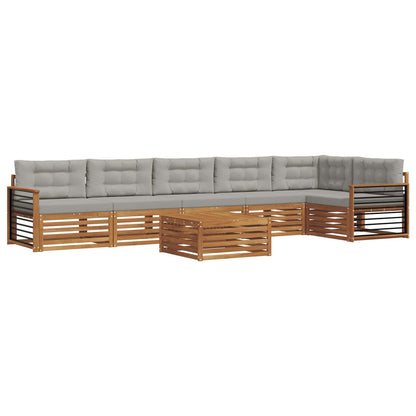 Set di divani da esterno 7 pcs Grigio Naturale e Chiaro | homemem39