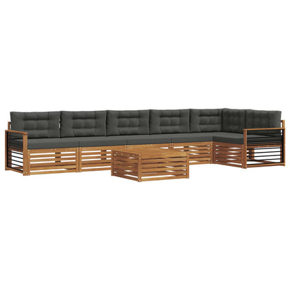 Set di divani da esterno con cuscino 7 pcs Naturale e Antracite | homemem39