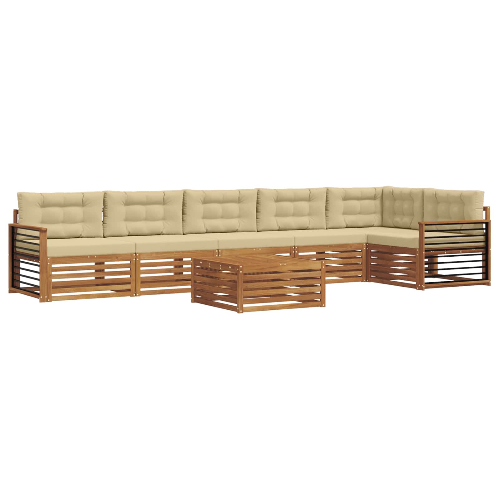 Set di divani da esterno con cuscino 7 pcs Naturale e Beige | homemem39