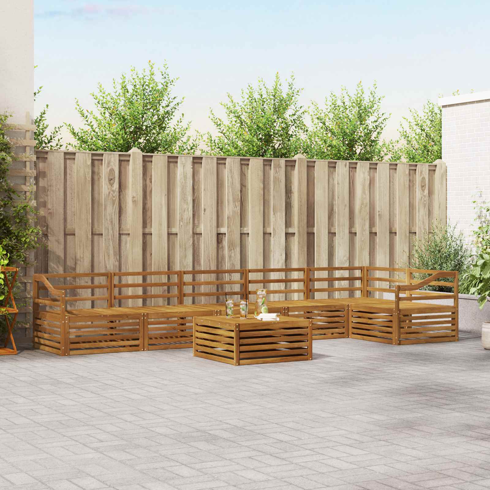 Set di divani da esterno 7 pcs Naturale | homemem39