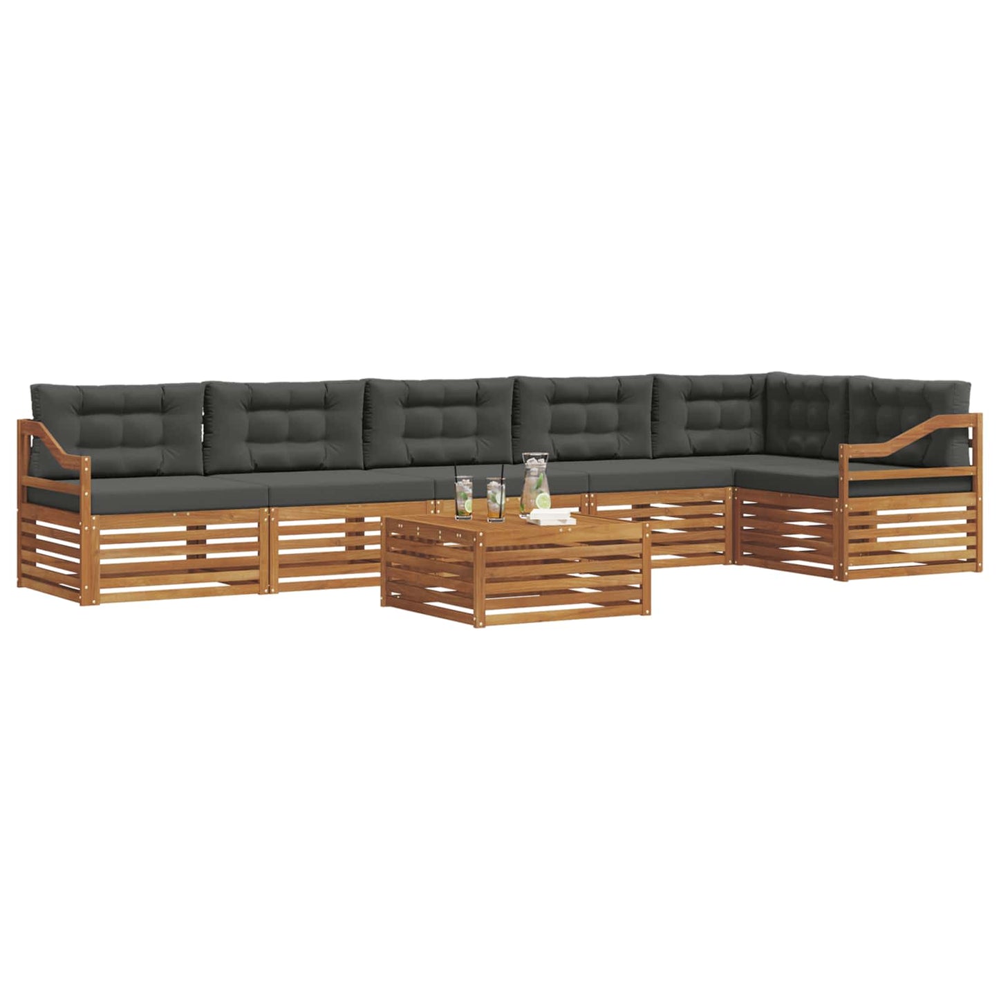Set di divani da esterno con cuscino 7 pcs Naturale e Antracite | homemem39