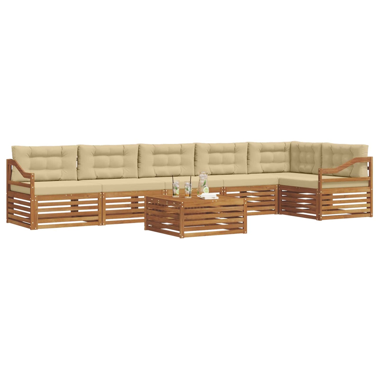 Set di divani da esterno con cuscino 7 pcs Naturale e Beige
