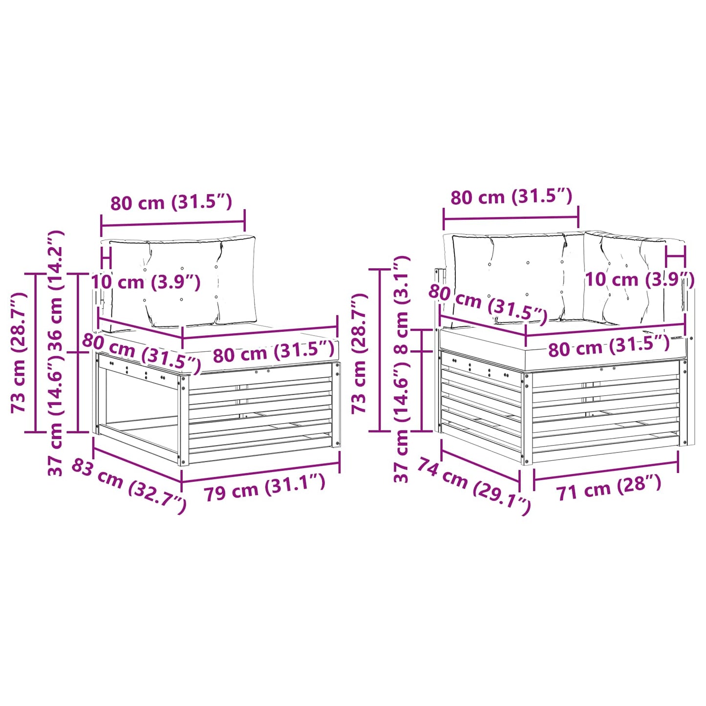 Set di divani da esterno con cuscino 7 pcs Naturale e Crema | homemem39