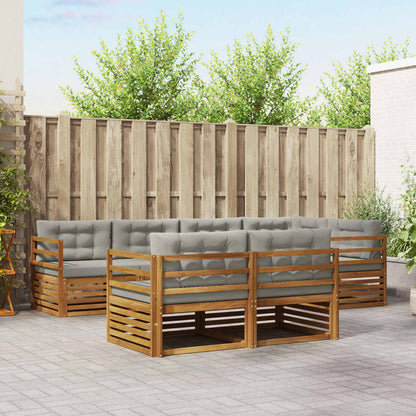 Set di divani da esterno 7 pcs Grigio Naturale e Chiaro