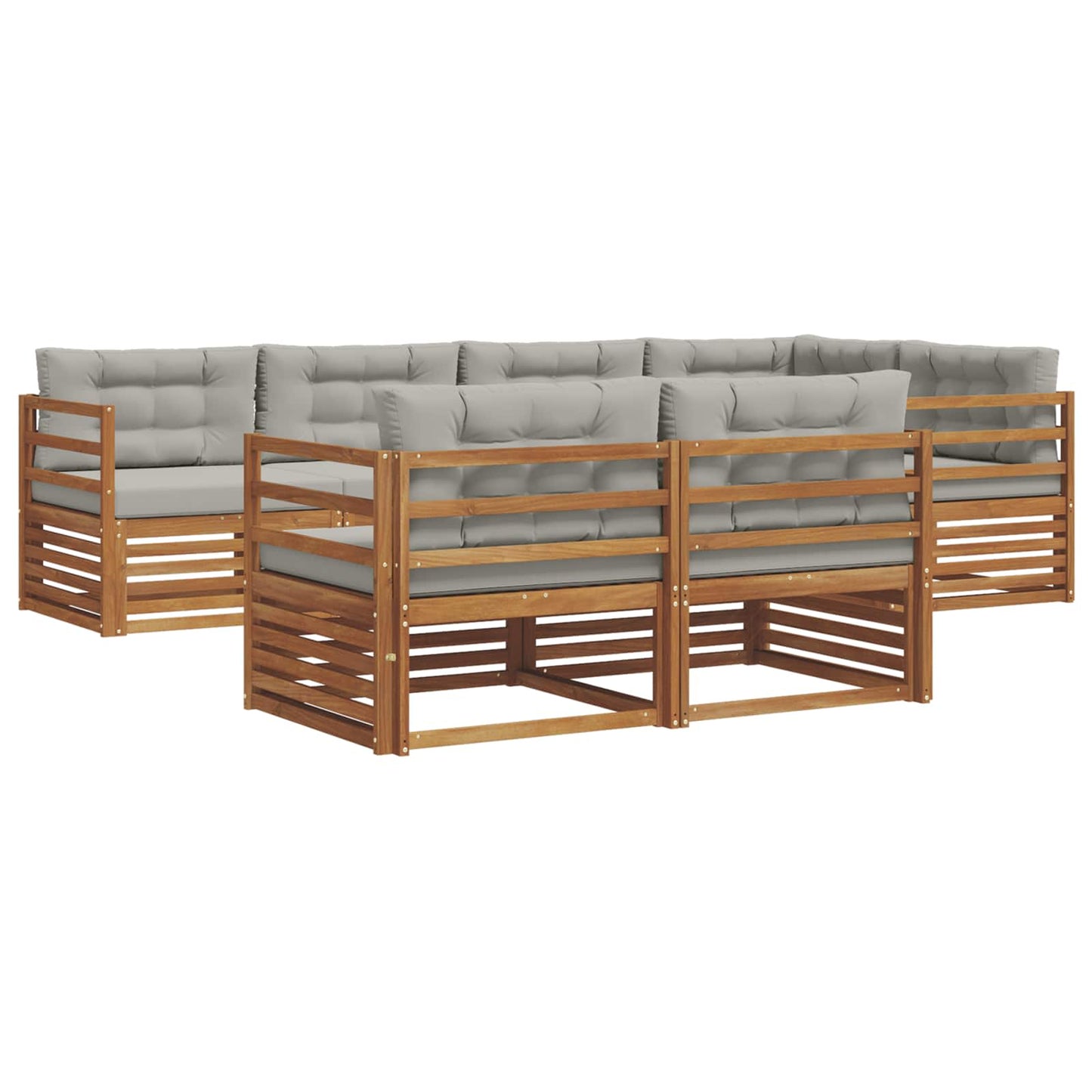 Set di divani da esterno 7 pcs Grigio Naturale e Chiaro | homemem39